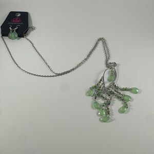 Paparazzi Silver Necklace with Green Accents